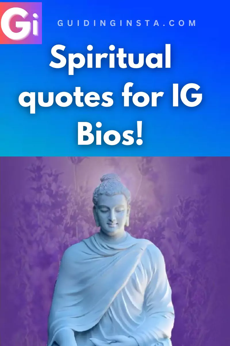 buddha sitting with overlay text spirital quotes for insta